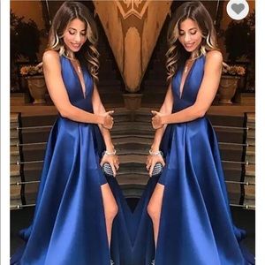 High-Low Backless Satin Prom Dress